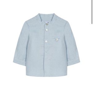 Tartine et Chocolat Lightweight horizon blue linen shirt Size 6M